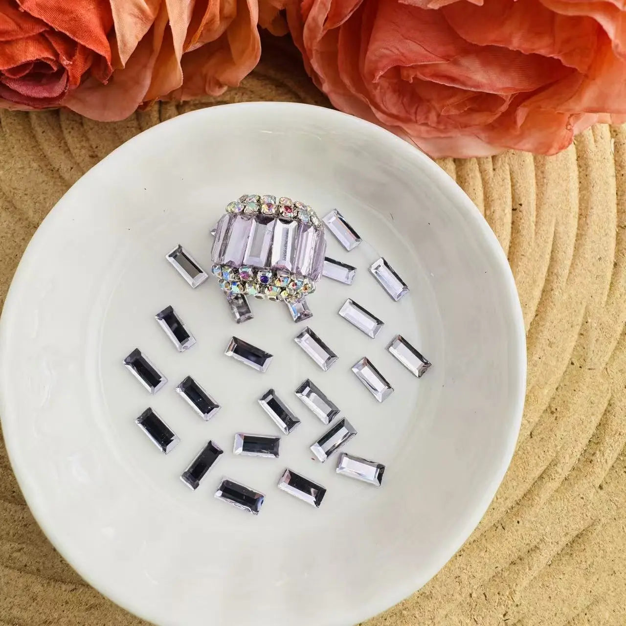 FS10613-3×7mm Clear Color Crystal Nail Charms With Silver Bottom Zoe DIY Wholesale