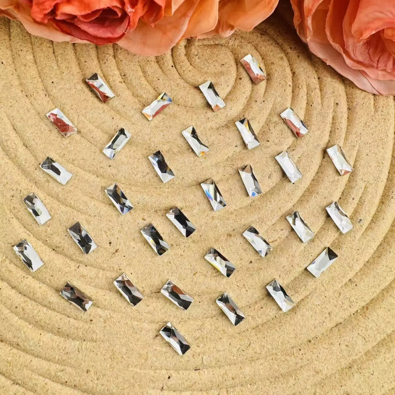 FS10613-3×7mm Clear Color Crystal Nail Charms With Silver Bottom Zoe DIY Wholesale