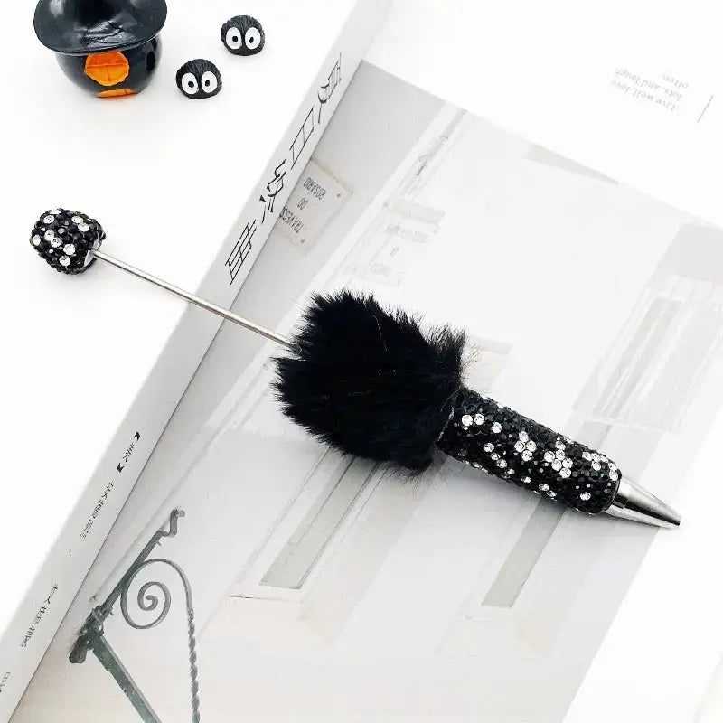 FS10626-Pompom Rhinestone Clay Beadable Pens Zoe DIY Wholesale