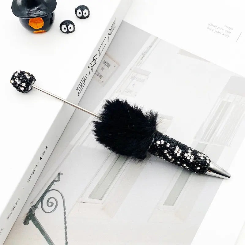 FS10626-Pompom Rhinestone Clay Beadable Pens Zoe DIY Wholesale