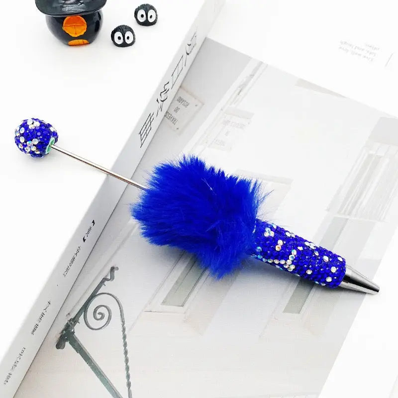 FS10626-Pompom Rhinestone Clay Beadable Pens Zoe DIY Wholesale