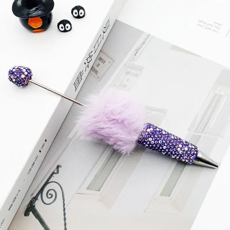 FS10626-Pompom Rhinestone Clay Beadable Pens Zoe DIY Wholesale