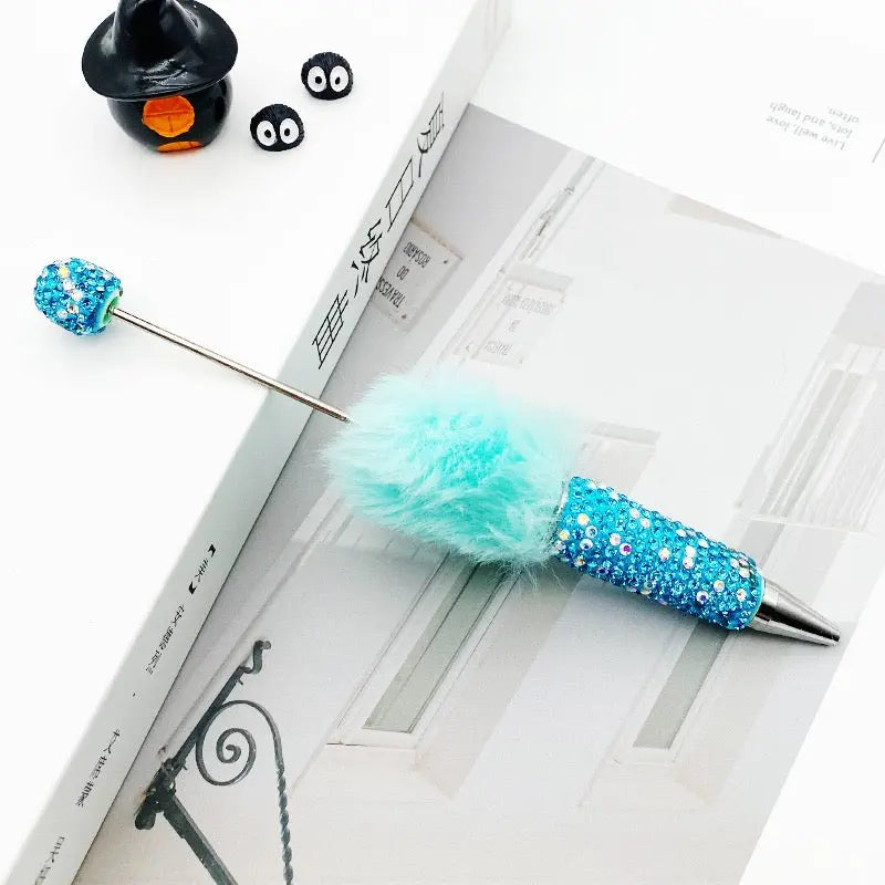 FS10626-Pompom Rhinestone Clay Beadable Pens Zoe DIY Wholesale