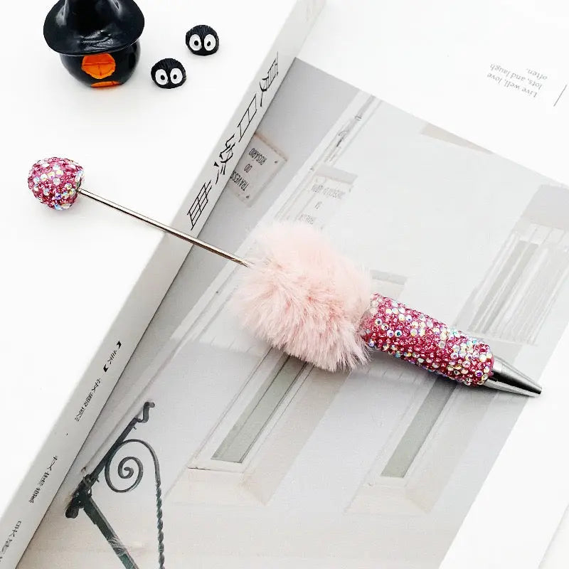 FS10626-Pompom Rhinestone Clay Beadable Pens Zoe DIY Wholesale