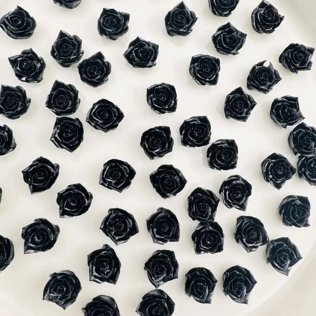 FS10651-8mm Black Flower Nail Charms Zoe DIY Wholesale