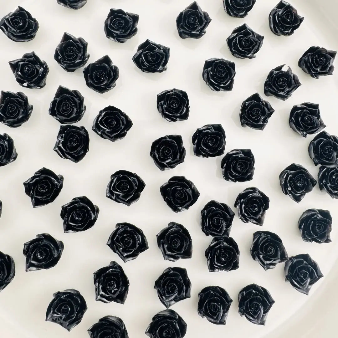 FS10651-8mm Black Flower Nail Charms Zoe DIY Wholesale