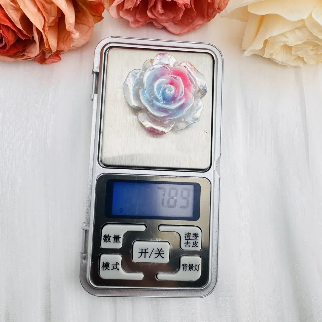 FS10653-About 35mm Luminous Color Changing Rose Flower Resin Patch Zoe DIY Wholesale