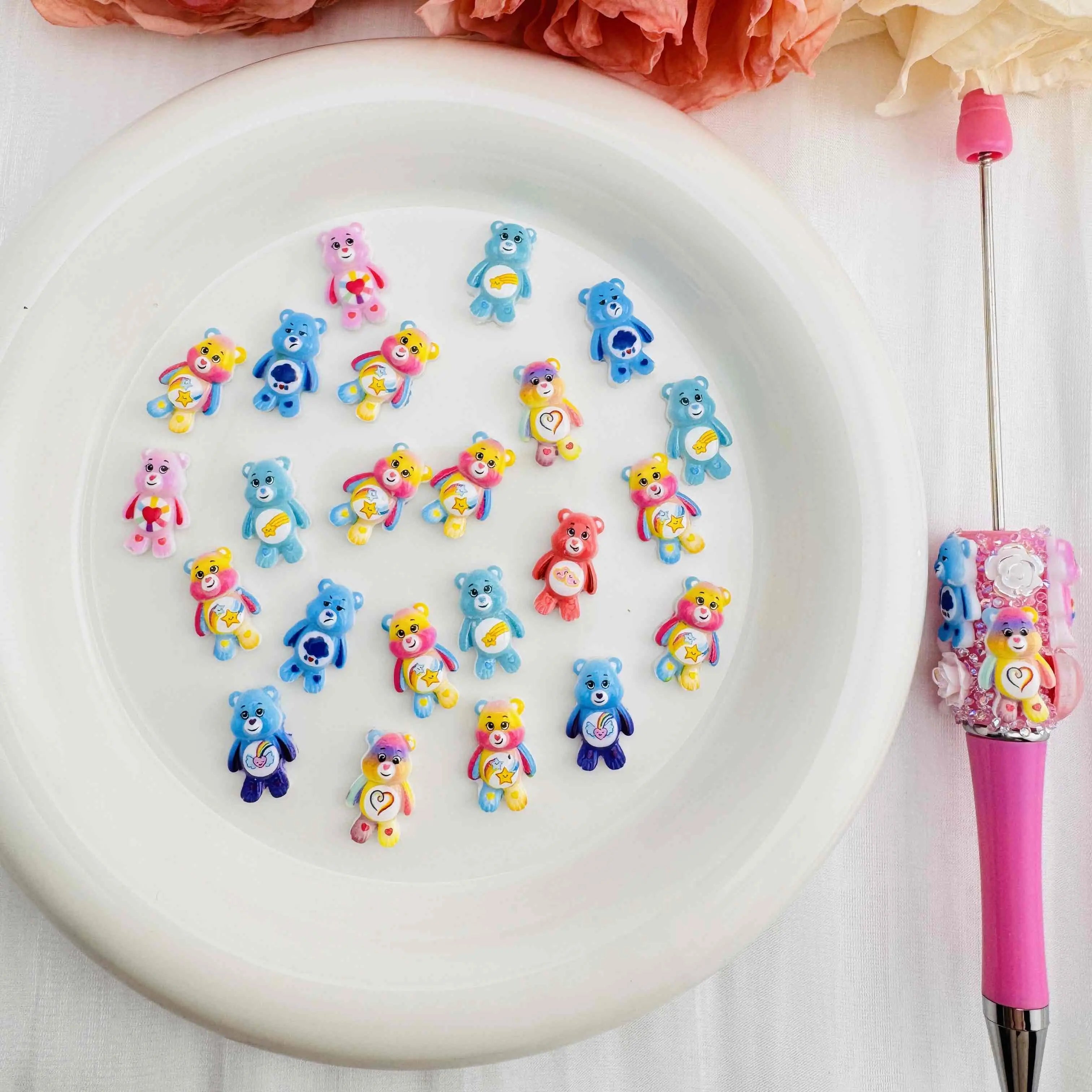 FS10680-About 10×16mm Random Mixed Care Bear Nail Charms For Making Fancy Beads Or Fancy Beadable Pens Zoe DIY Wholesale