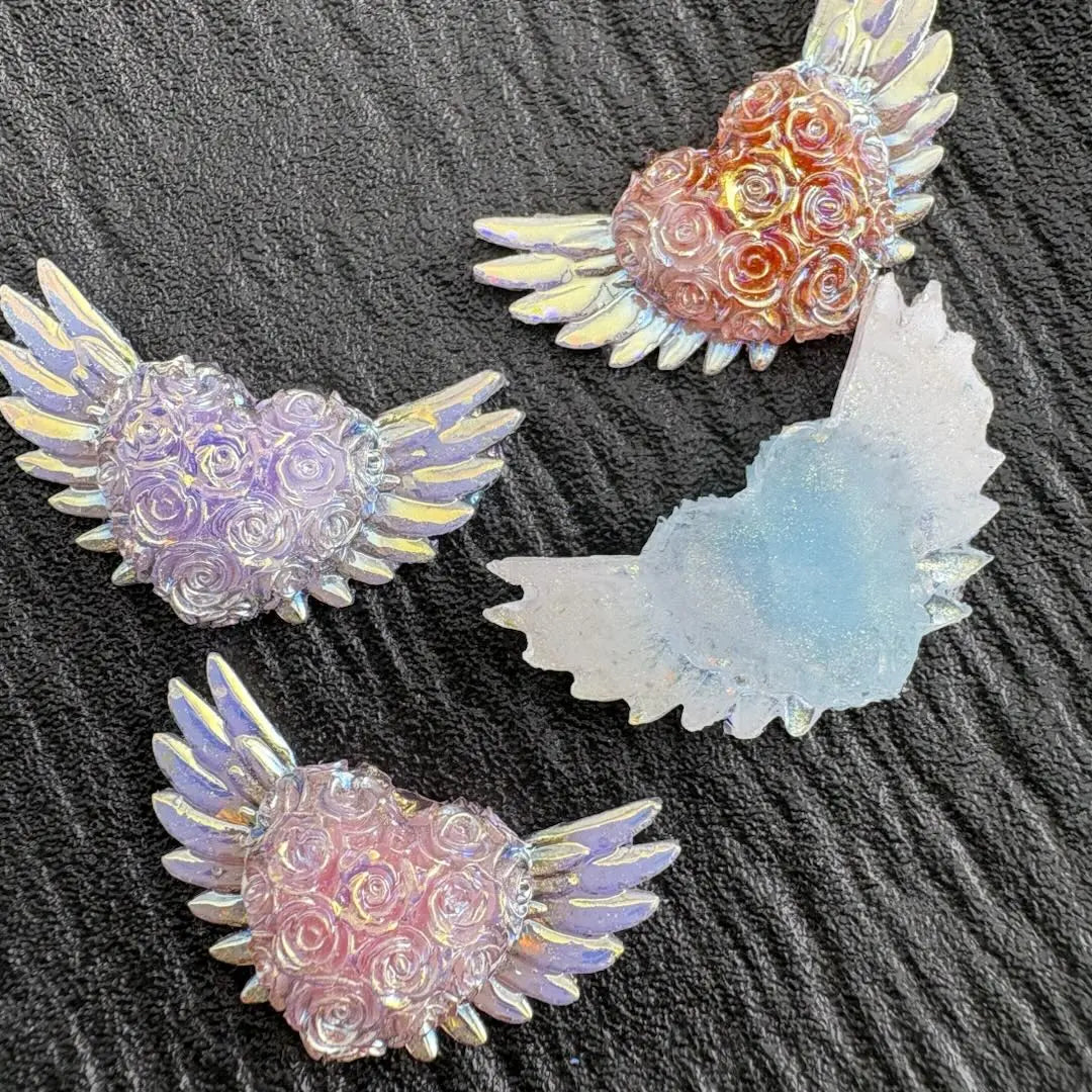 FS10765-Rose Heart Angel Wing Charms Zoe DIY Wholesale