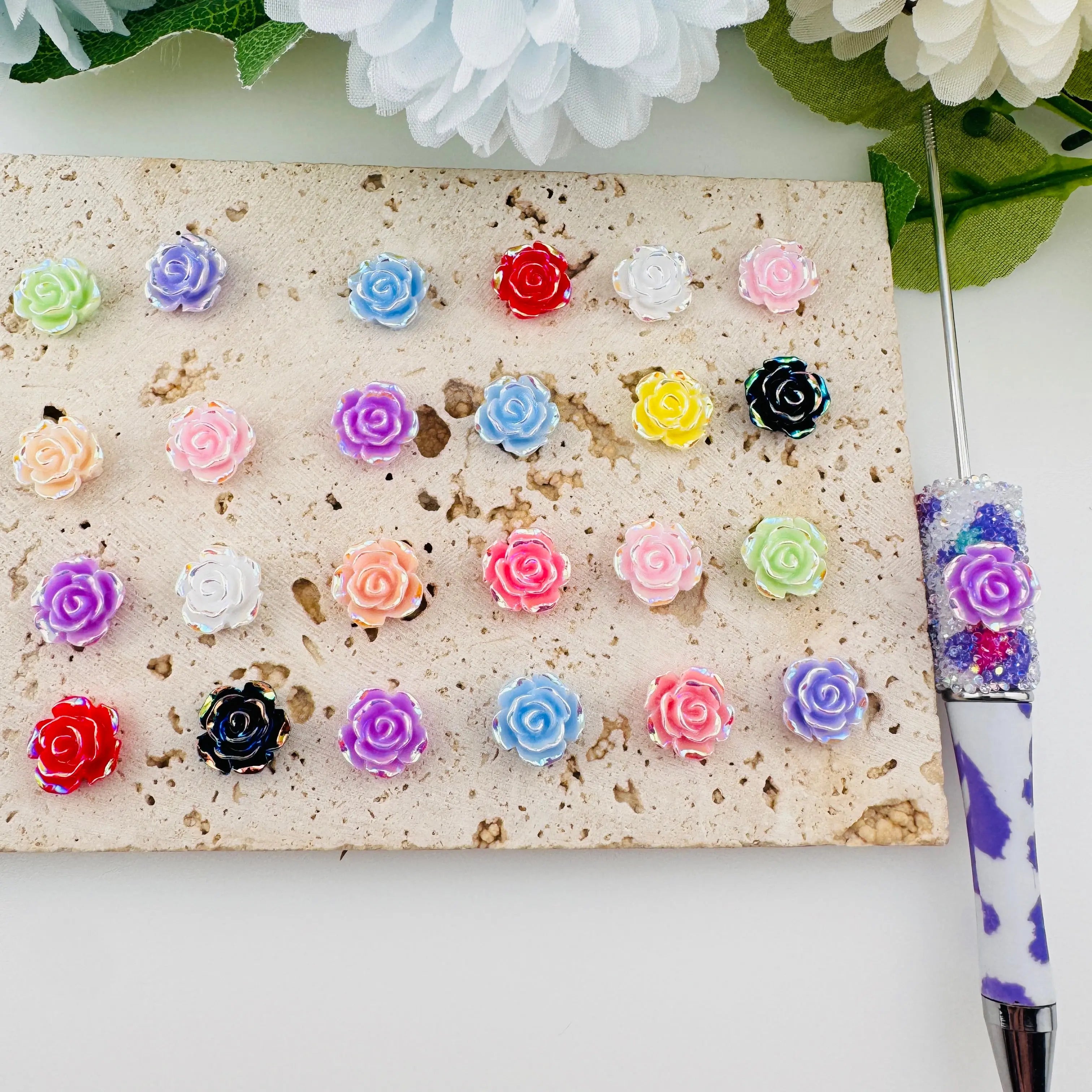 FS10768-13MM Resin Rose Charms Zoe DIY Wholesale