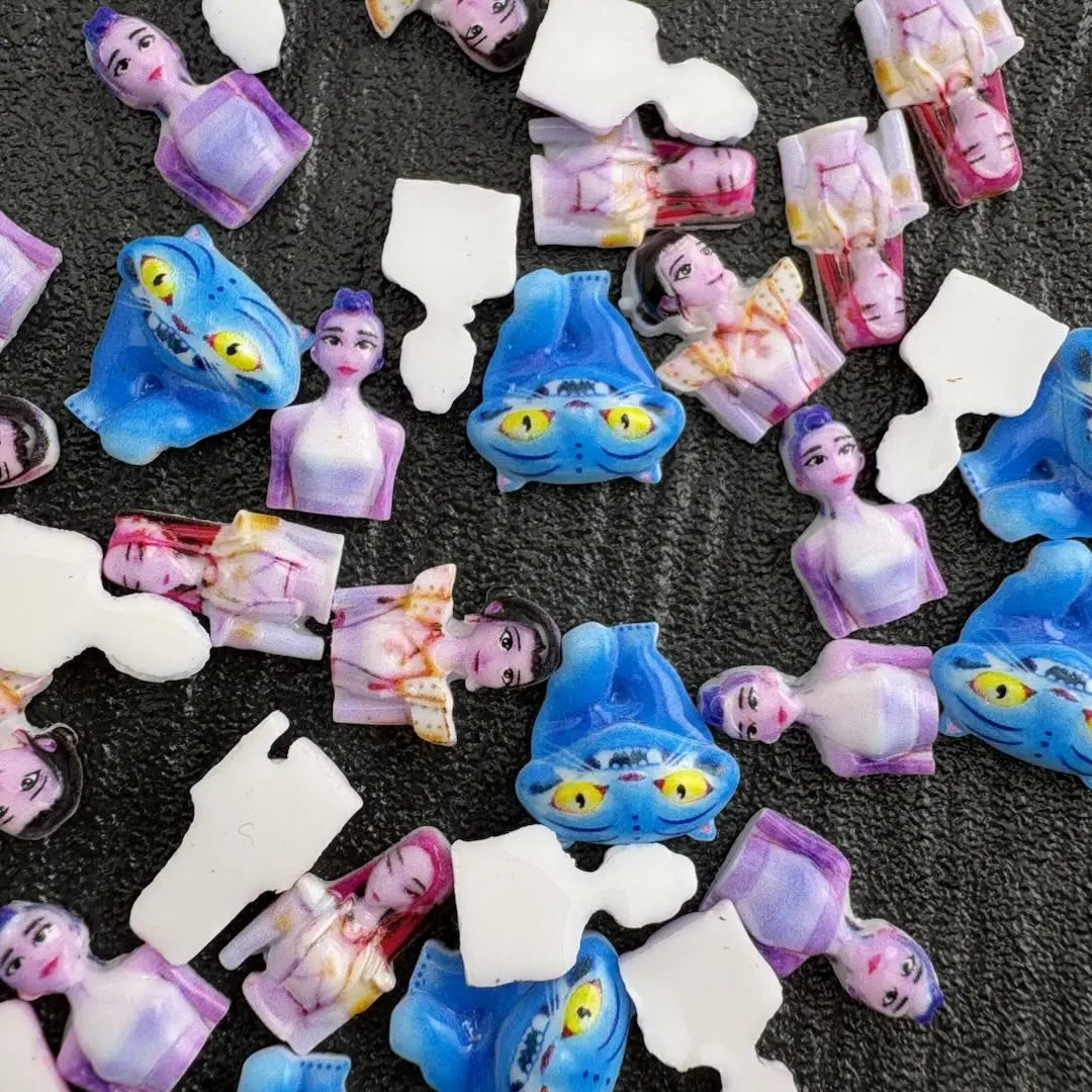 FS10776-Mixed Character Resin Nail Charms Zoe DIY Wholesale