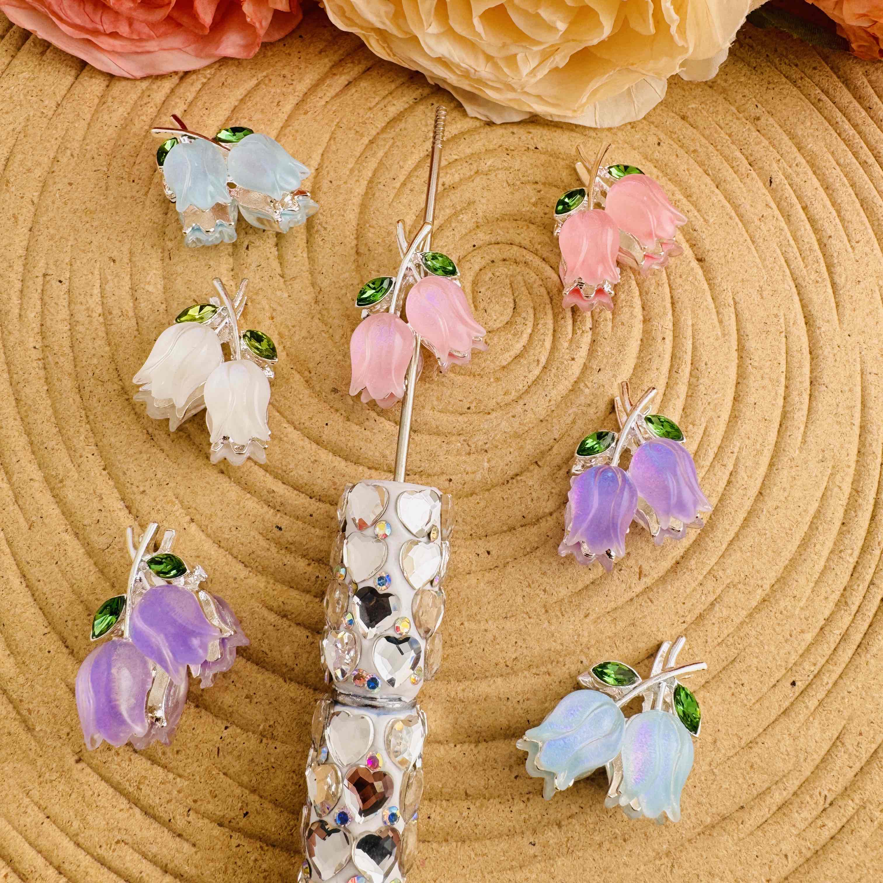 FS10784-About 15×20mm Mixed Color Tulips Metal Beads For Making Keychain Beadable Pens Jewelry Making Zoe DIY Wholesale