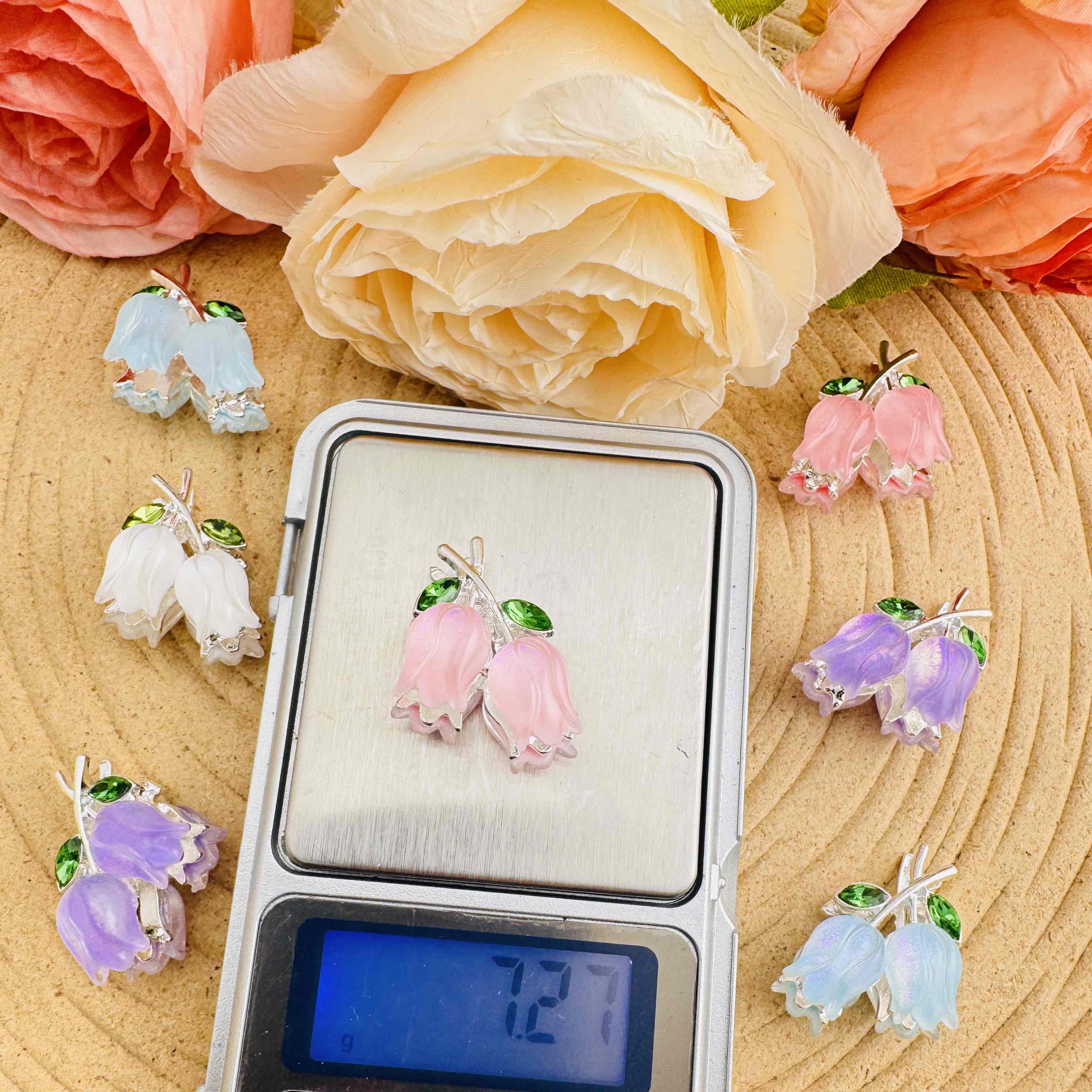 FS10784-About 15×20mm Mixed Color Tulips Metal Beads For Making Keychain Beadable Pens Jewelry Making Zoe DIY Wholesale