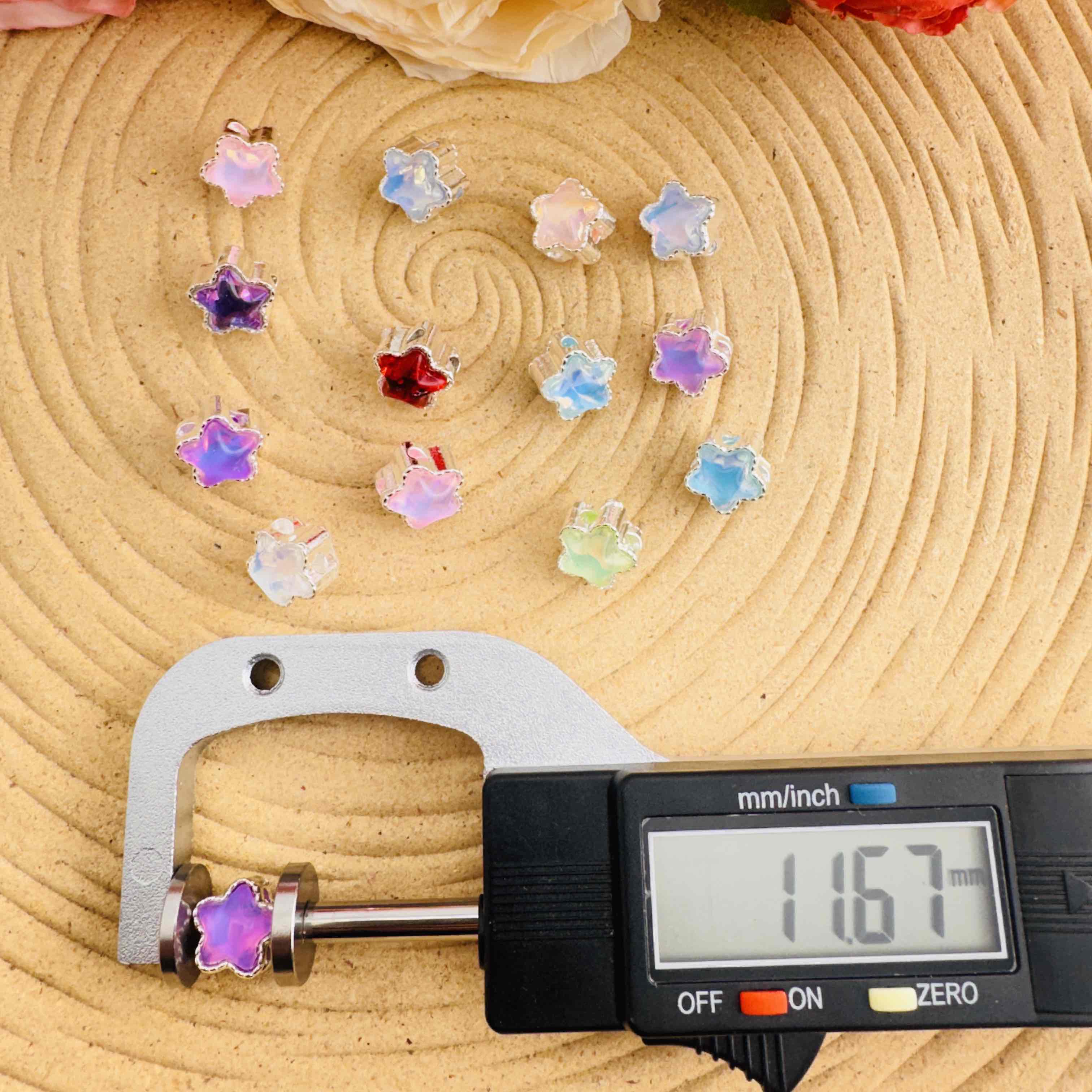 FS10786-Mixed Mocha Star 4 Hole Metal Beads For Beadable Pens Keychain Jewelry Making Zoe DIY Wholesale