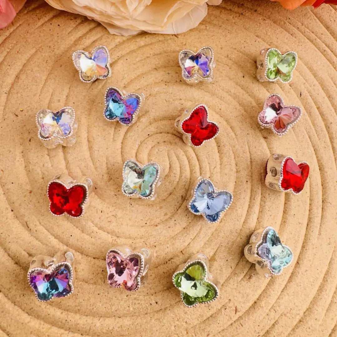 FS10787-Mixed Color Butterfly 8 Hole Alloy Metal Beads Zoe DIY Wholesale