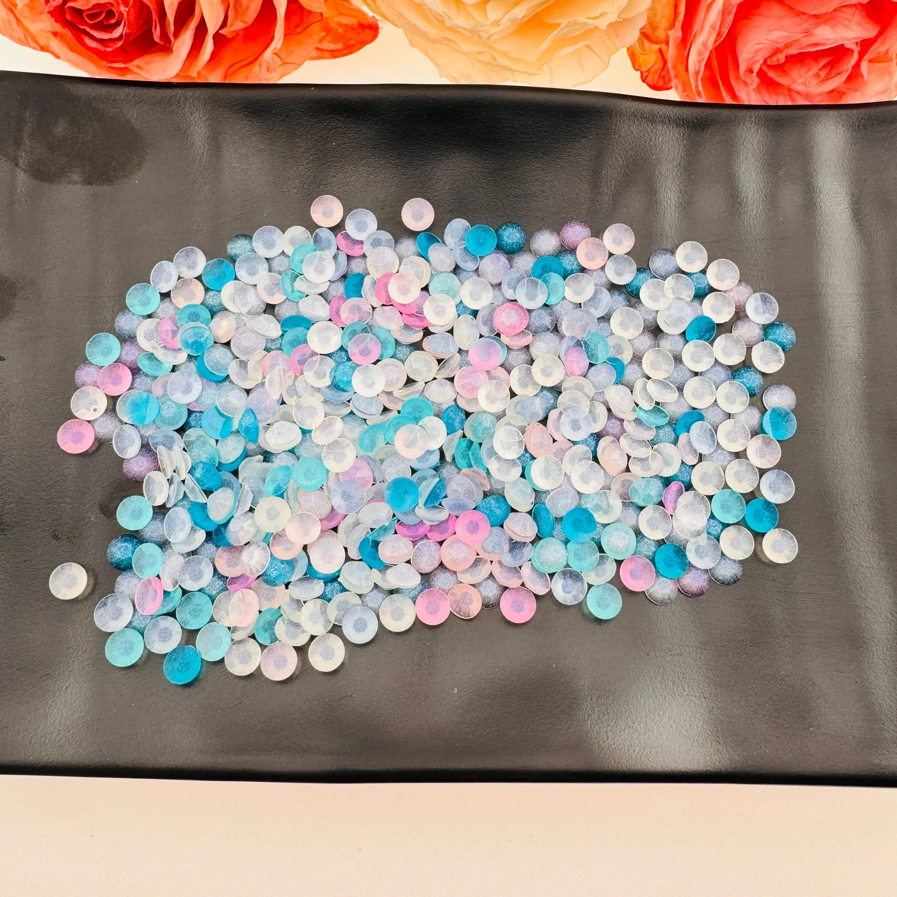 FS10801-About 6mm Gliter Acrylic Semicircle Patch Zoe DIY Wholesale