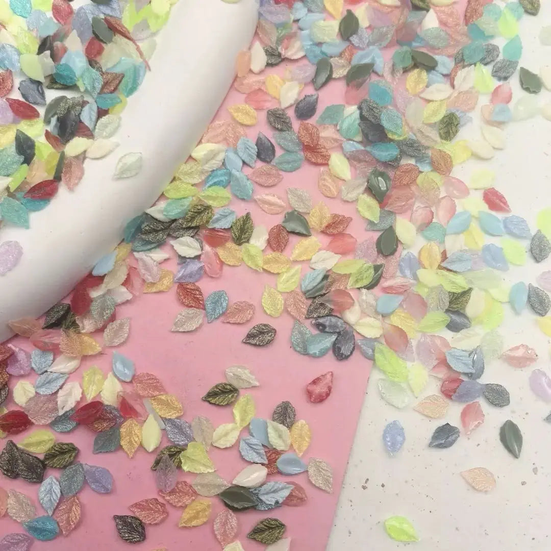 FS10805-About 5×8mm Mixed Luminous Leaf Nail Charms Zoe DIY Wholesale