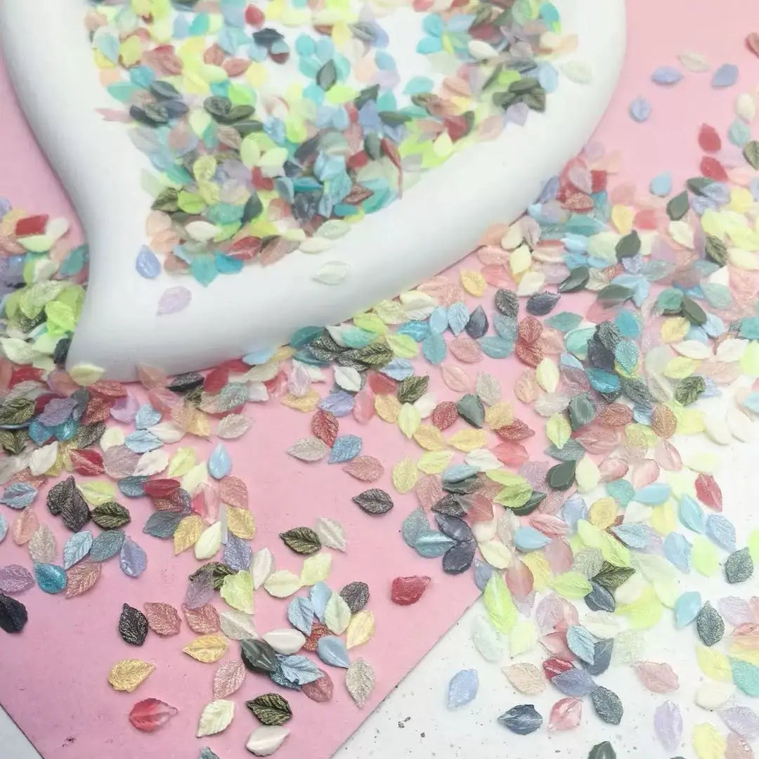 FS10805-About 5×8mm Mixed Luminous Leaf Nail Charms Zoe DIY Wholesale