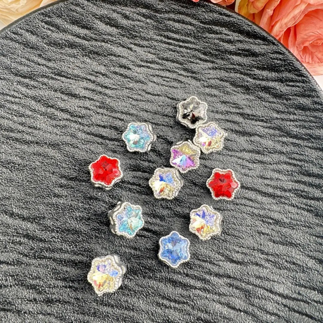 FS10835-Mixed Snow Fkack Crystal 8 Hole Alloy Metal Beads Zoe DIY Wholesale