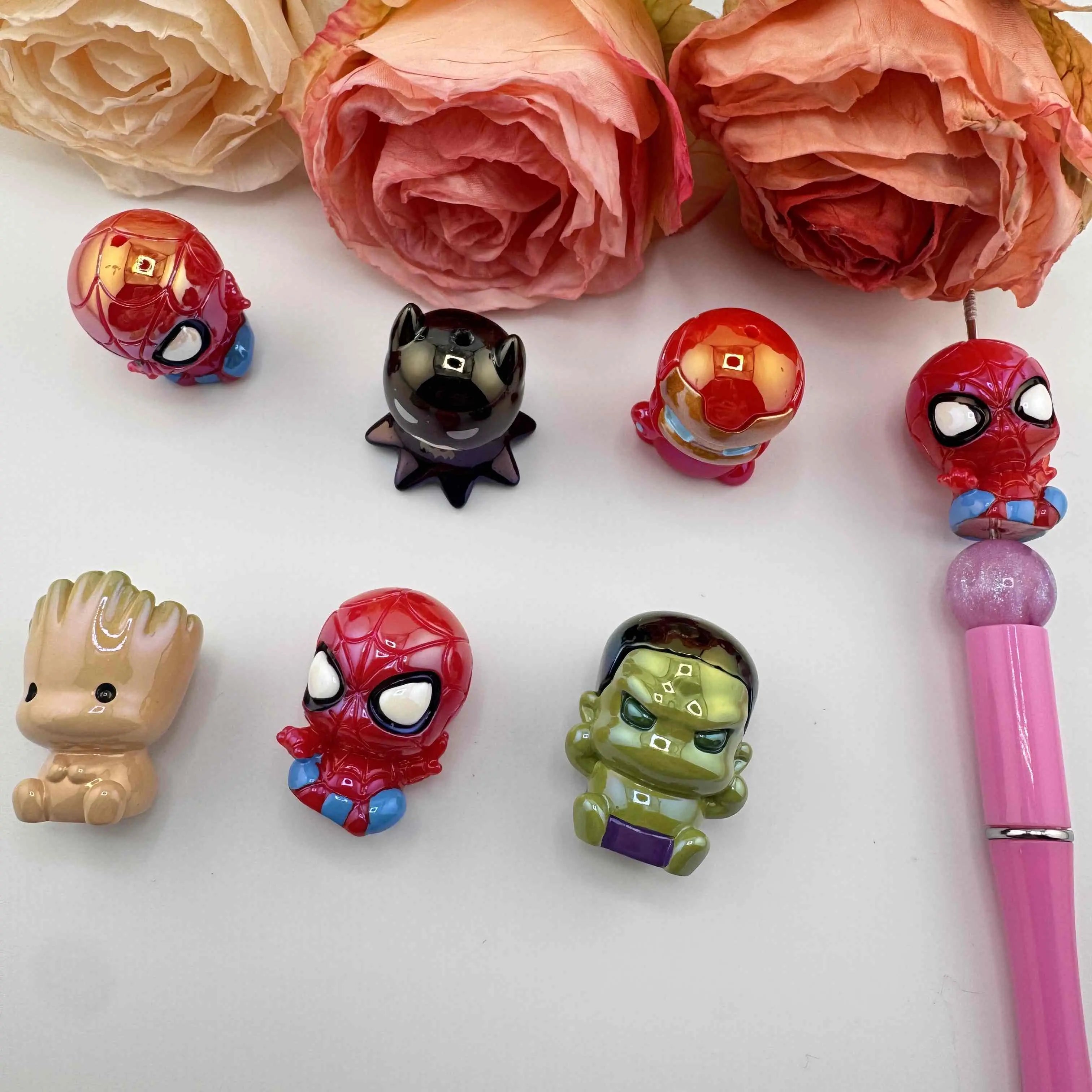 FS10895-Random Mixed UV Coating Super Hero Resin Beads Fit For Beadable Pens Zoe DIY Wholesale