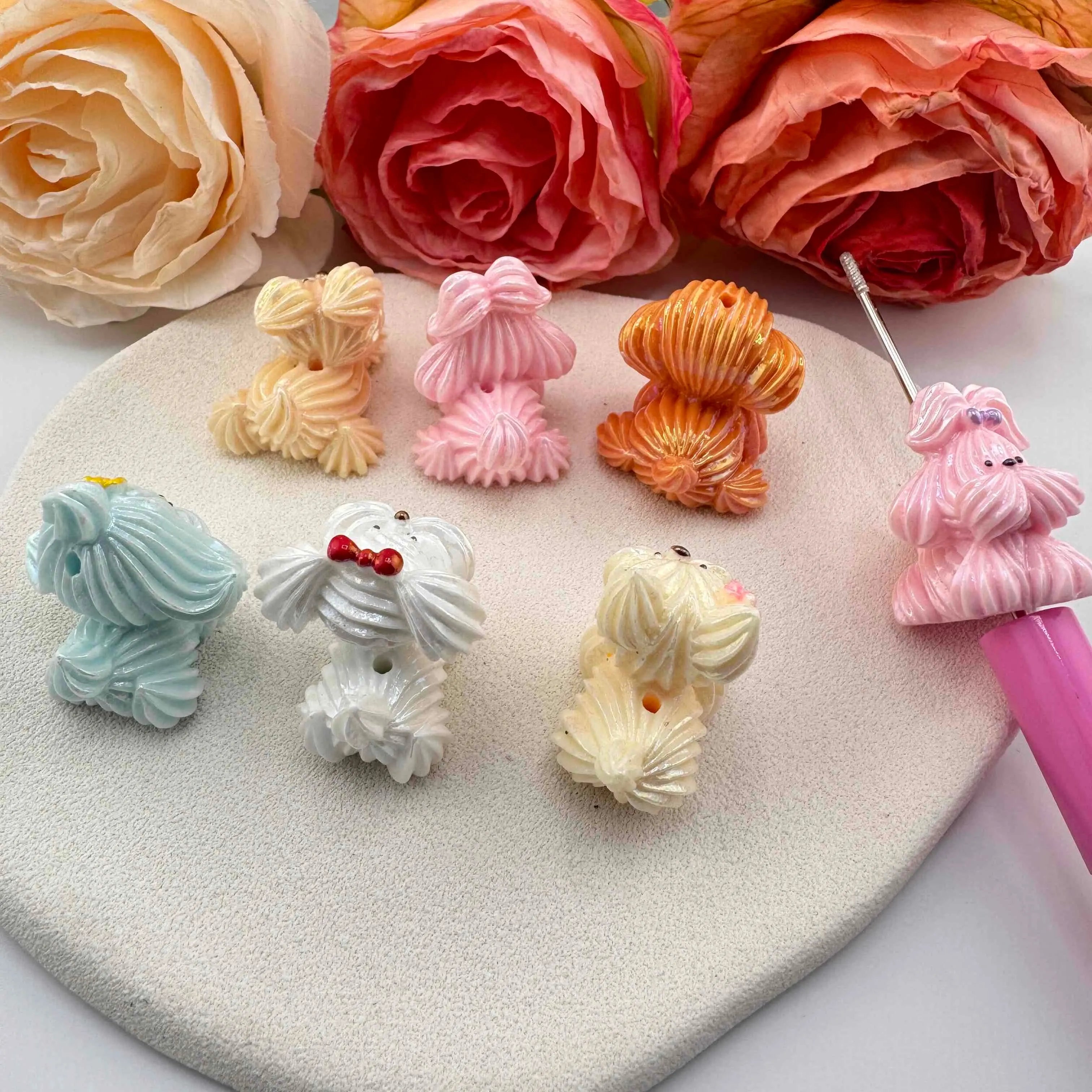 FS10902-Random Mixed Puppy UV Coating Resin Beads For Beadable Pens Keychain Jewelry Making Zoe DIY Wholesale