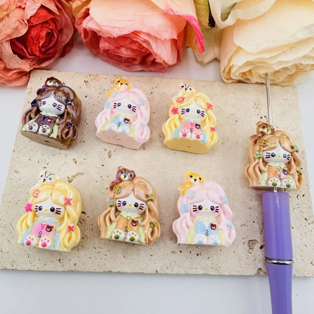 FS10928-Mixed 25×31mm UV Coating Girl Resin Beads Zoe DIY Wholesale