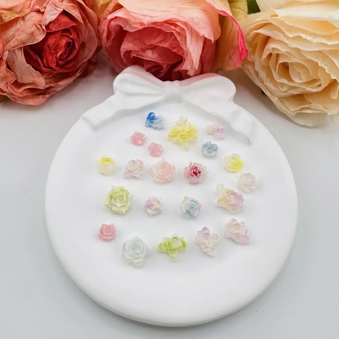 FS10930-Random Mixed Color  Soft Flower Nail Charms Zoe DIY Wholesale