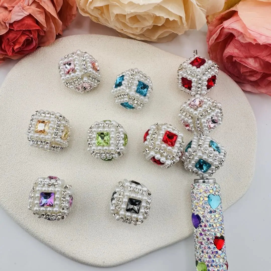 FS10936-20mm Pearl Square Fancy Beads Zoe DIY Wholesale