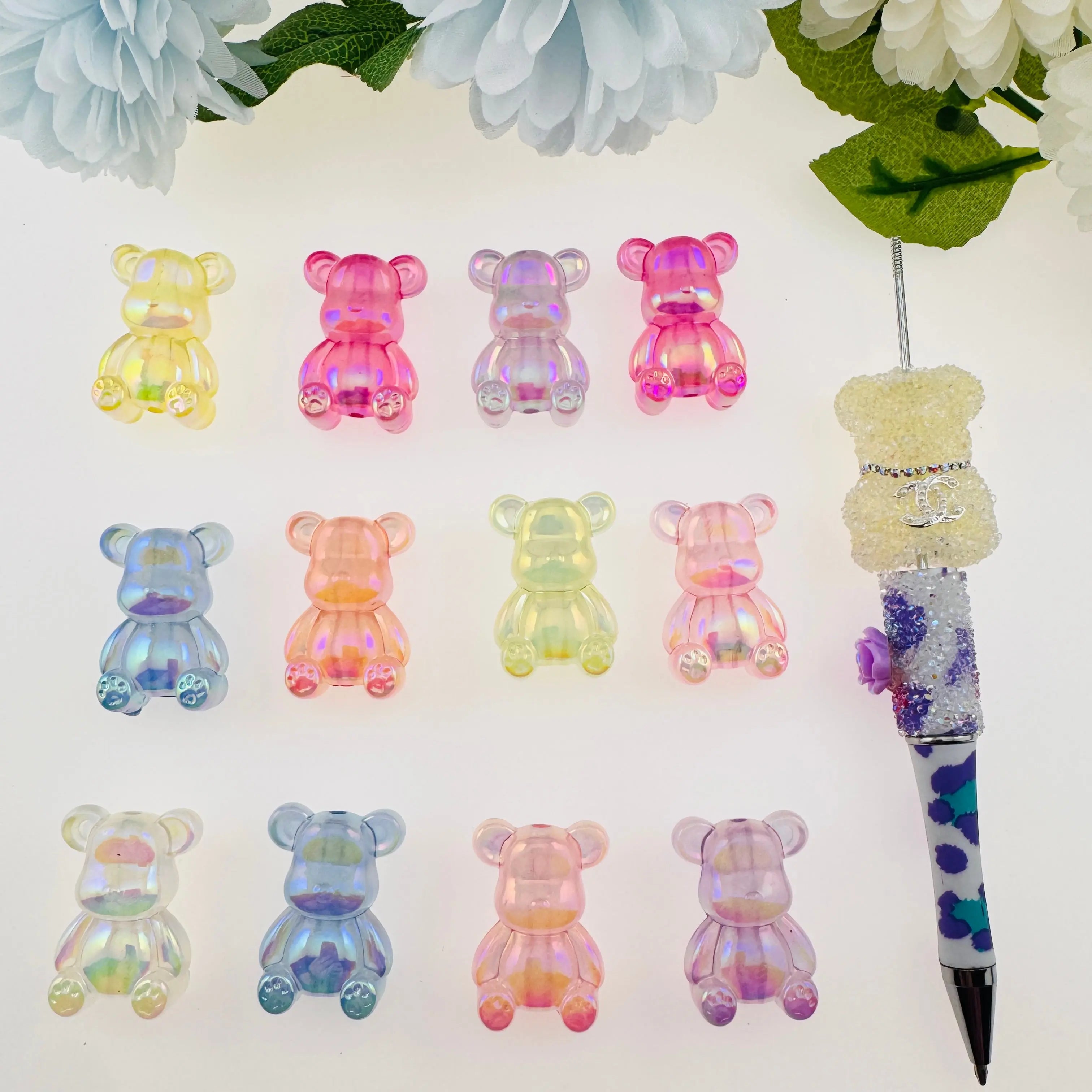 FS11173-About 22×32mm Luminous Bear Acrylic Beads Zoe DIY Wholesale