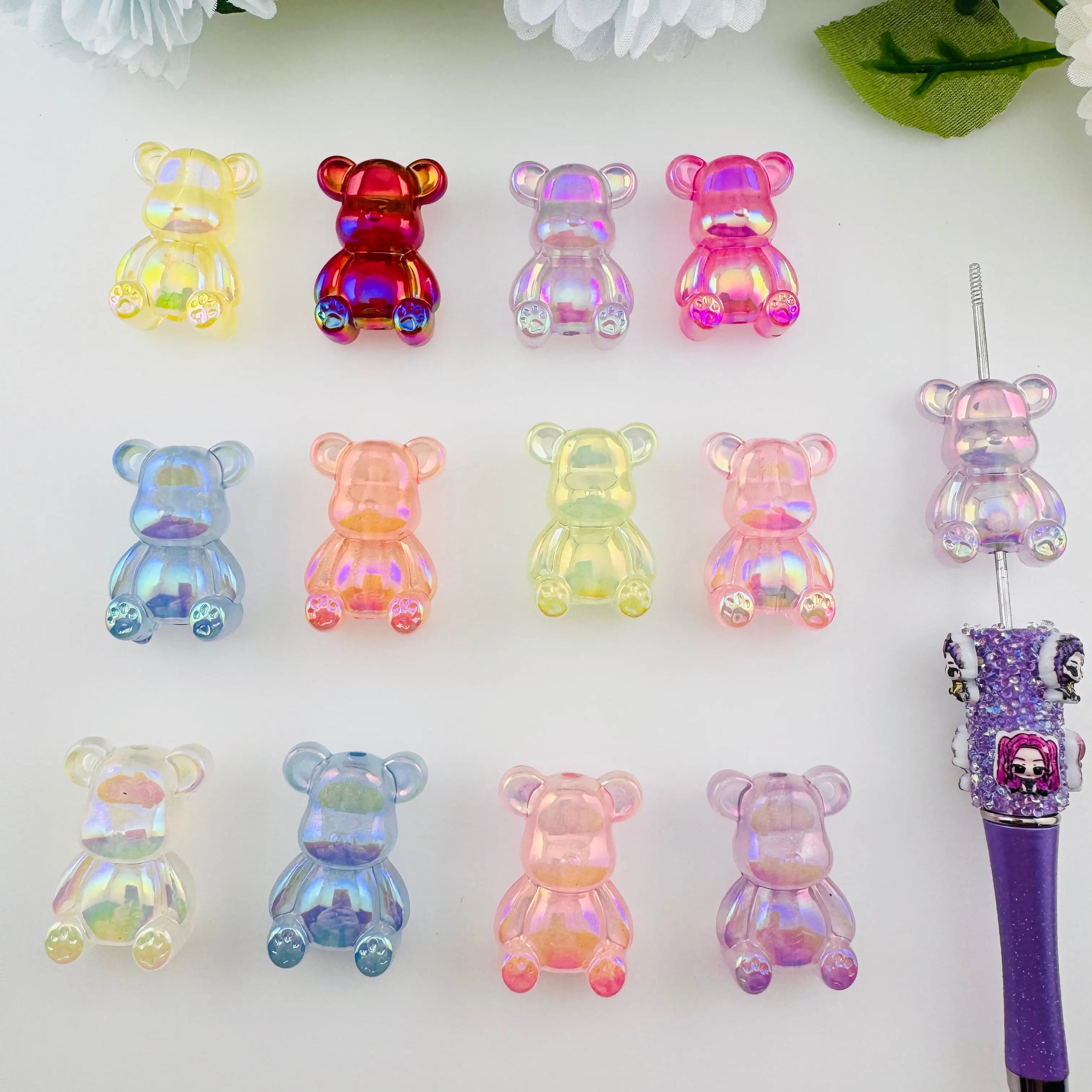 FS11173-About 22×32mm Luminous Bear Acrylic Beads Zoe DIY Wholesale