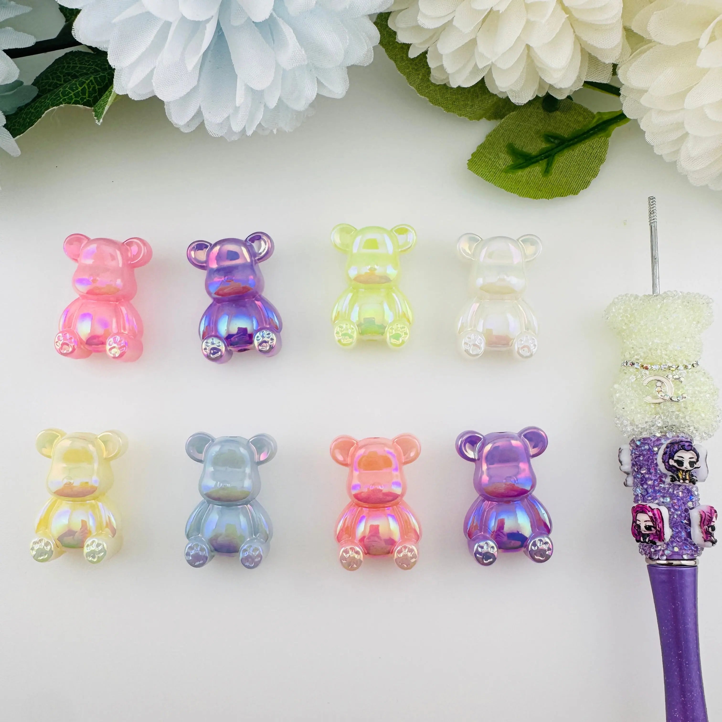 FS11179-About 22×32mm Jelly Color Luminous Bear Acrylic Beads Zoe DIY Wholesale