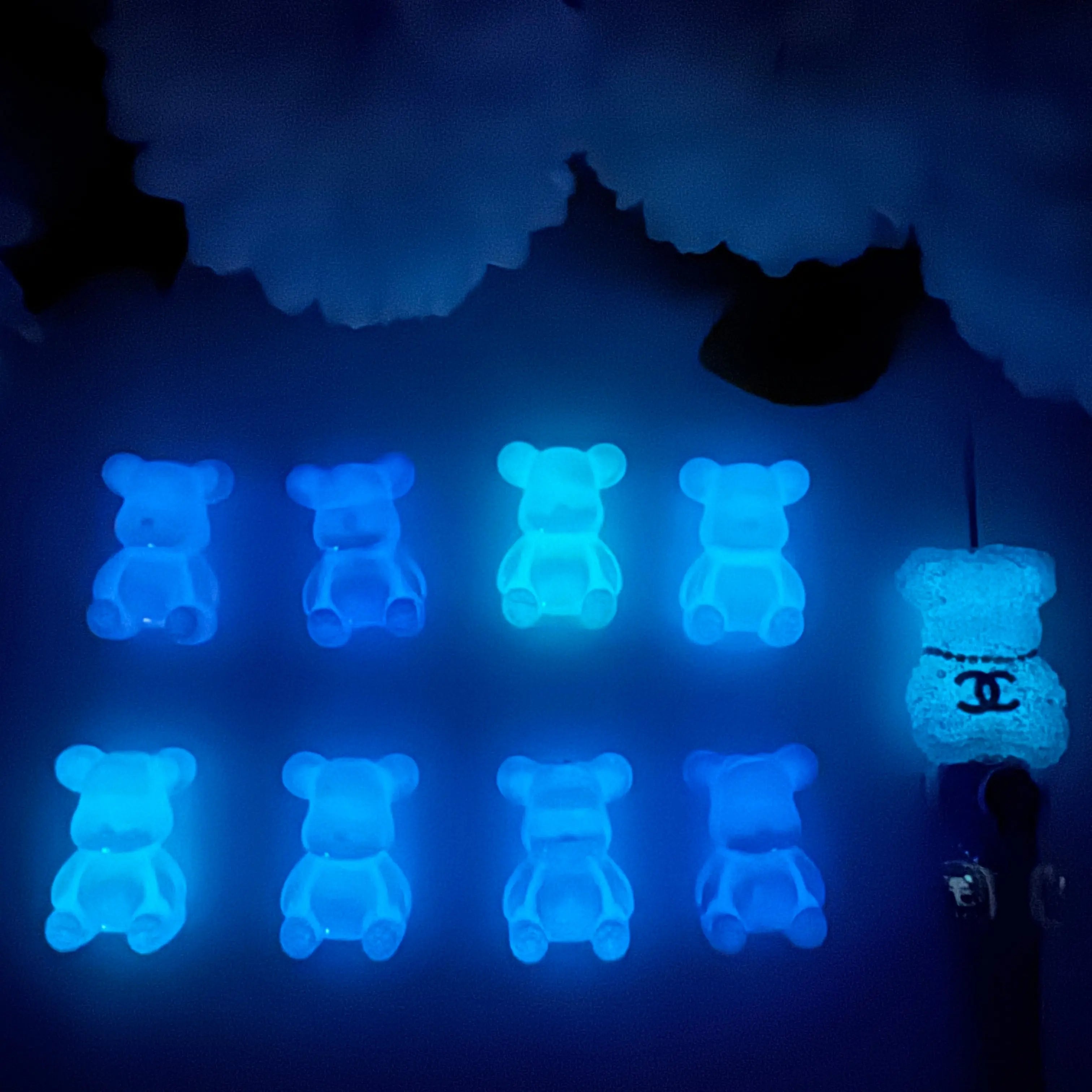 FS11179-About 22×32mm Jelly Color Luminous Bear Acrylic Beads Zoe DIY Wholesale