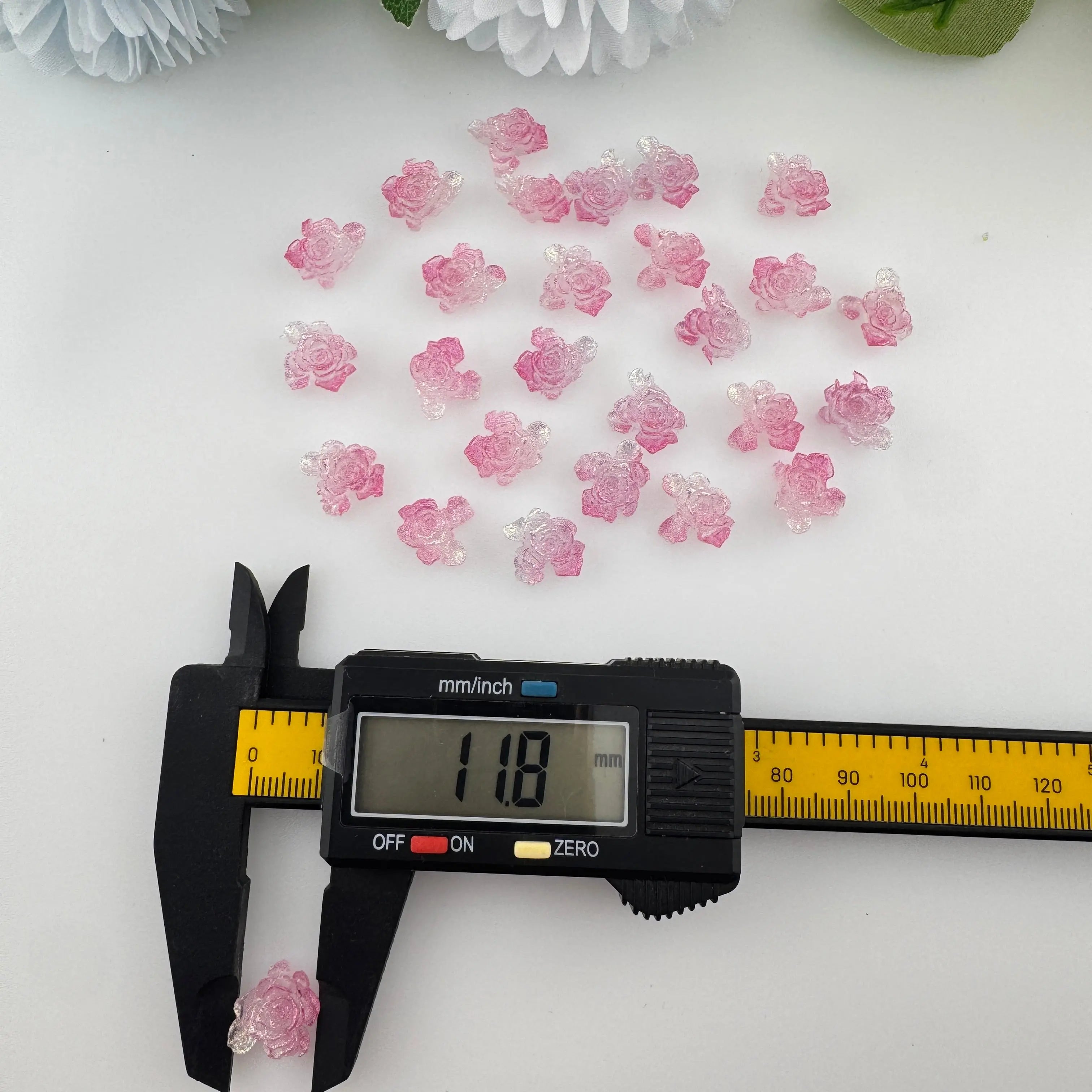 FS11181-About 12mm White Soft Flower Nail Charms Zoe DIY Wholesale