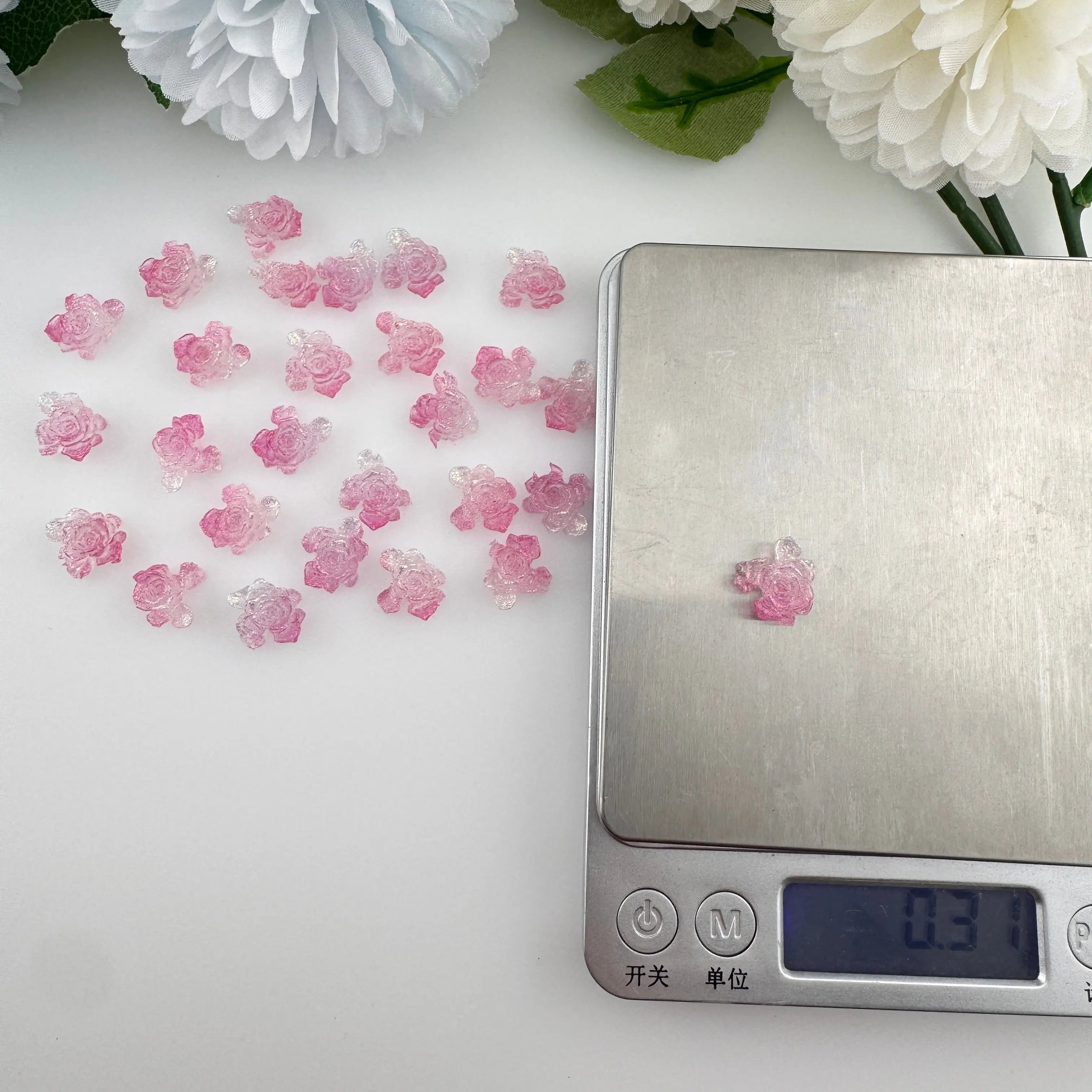 FS11181-About 12mm White Soft Flower Nail Charms Zoe DIY Wholesale