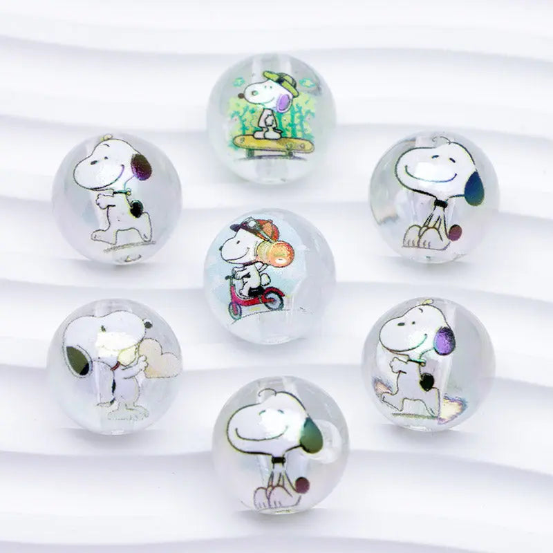 FS1193-Random Mixed 16mm Clear Snoopy Acrylic Beads Fit For Beadable Pens Zoe's DIY Shop