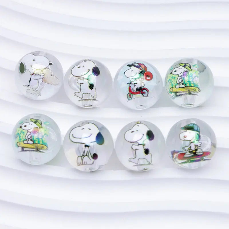FS1193-Random Mixed 16mm Clear Snoopy Acrylic Beads Fit For Beadable Pens Zoe's DIY Shop