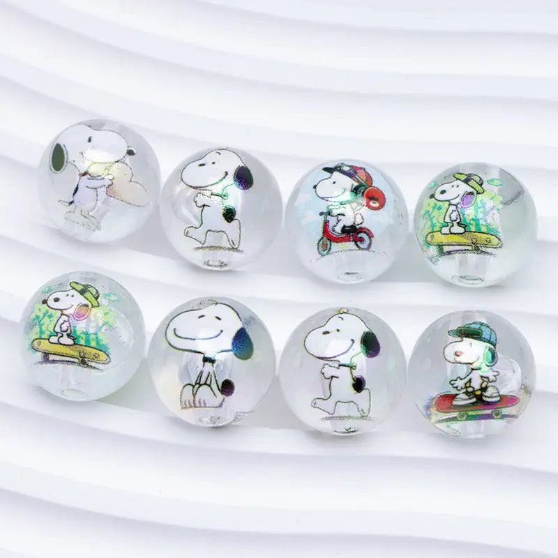 FS1193-Random Mixed 16mm Clear Snoopy Acrylic Beads Fit For Beadable Pens Zoe's DIY Shop