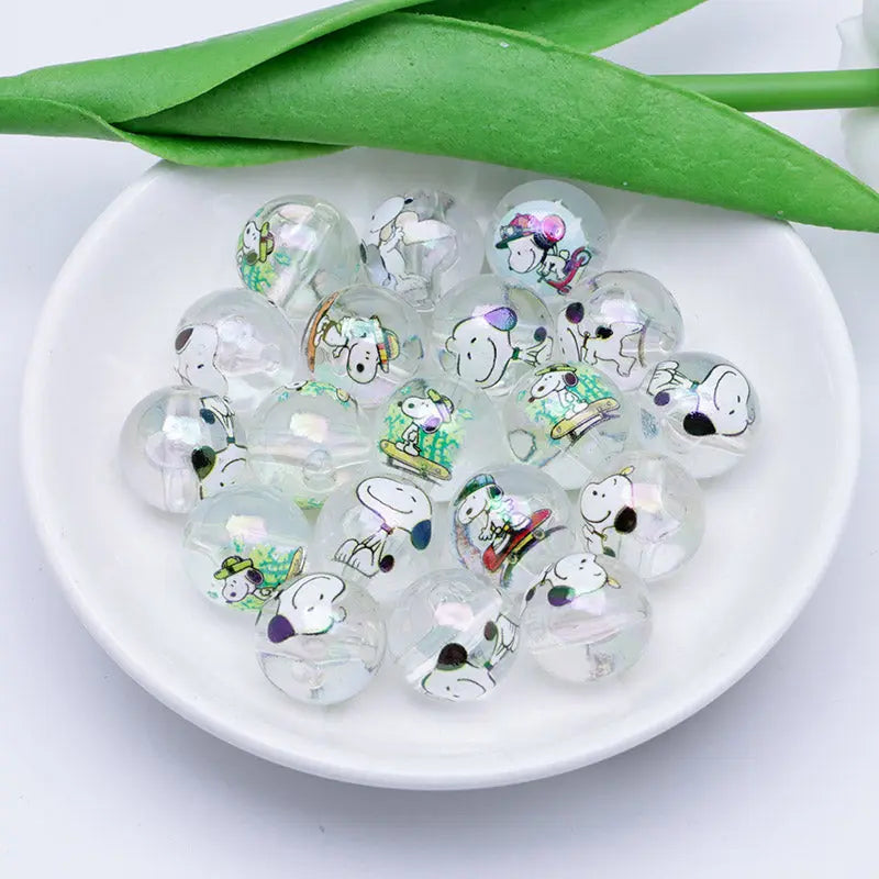 FS1193-Random Mixed 16mm Clear Snoopy Acrylic Beads Fit For Beadable Pens Zoe's DIY Shop