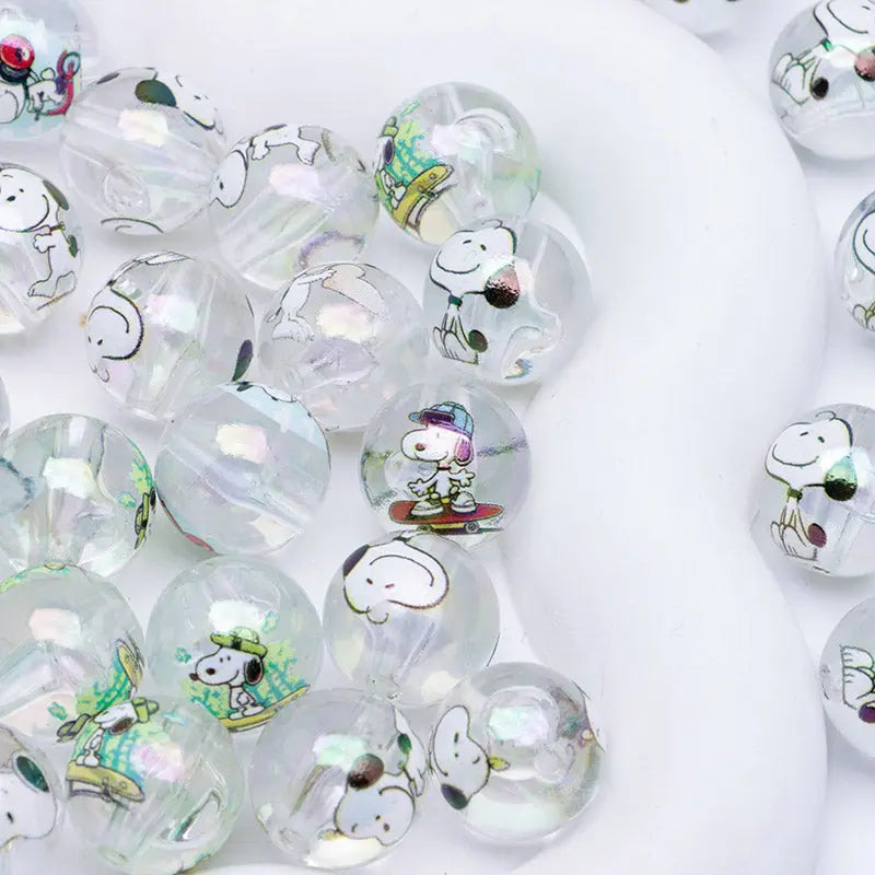 FS1193-Random Mixed 16mm Clear Snoopy Acrylic Beads Fit For Beadable Pens Zoe's DIY Shop