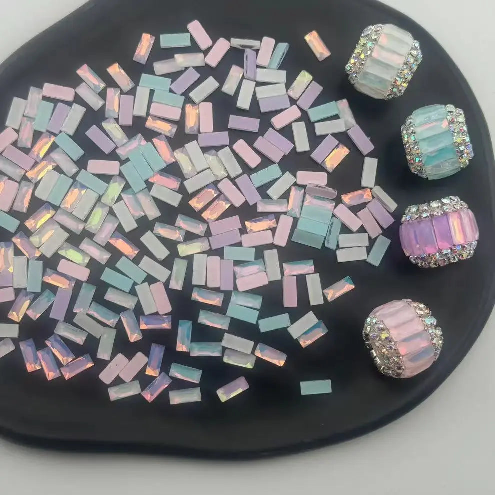 FS1273-3×7mm Mocha Crystal Glass Nail Charms Zoe DIY Wholesale