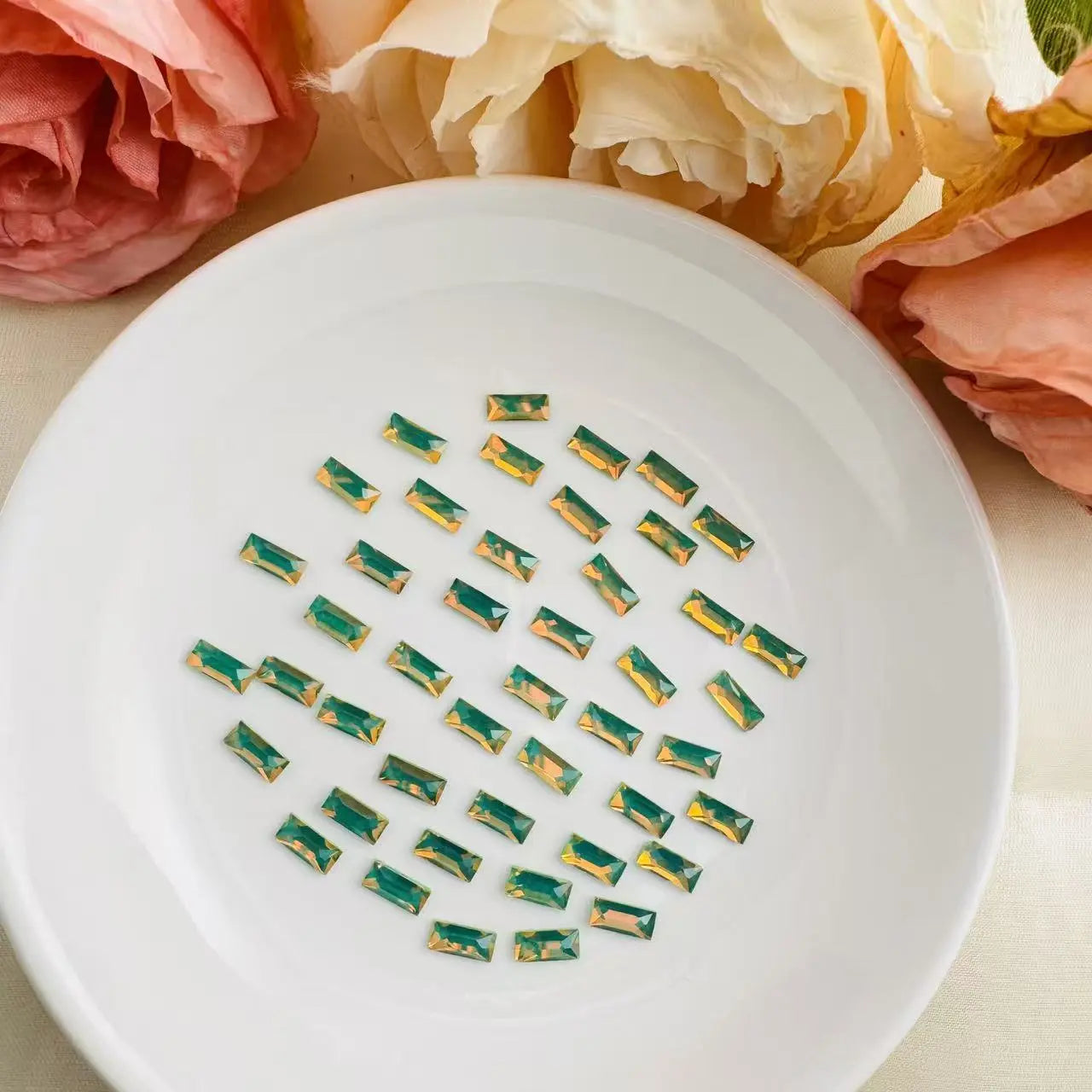 FS1273-3×7mm Mocha Crystal Glass Nail Charms Zoe DIY Wholesale