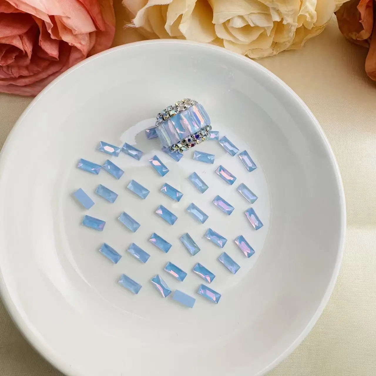 FS1273-3×7mm Mocha Crystal Glass Nail Charms Zoe DIY Wholesale