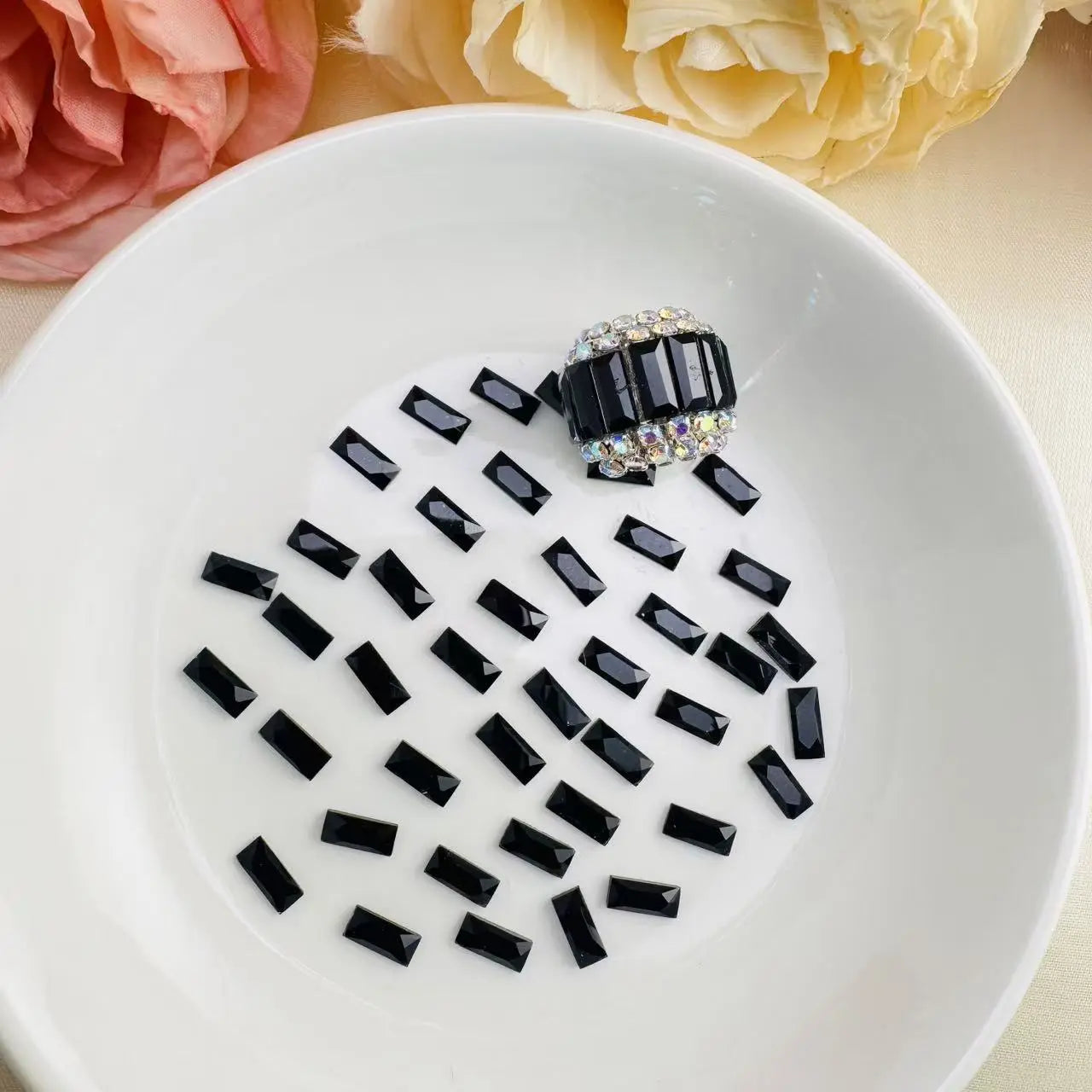 FS1273-3×7mm Mocha Crystal Glass Nail Charms Zoe DIY Wholesale