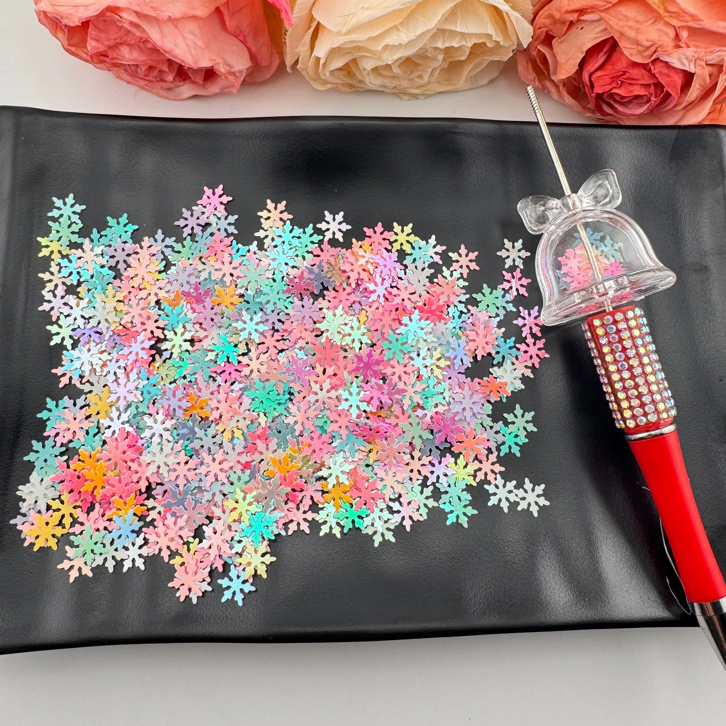 FS1284-Random Mixed Color Snowflake Flash Chips Zoe DIY Wholesale