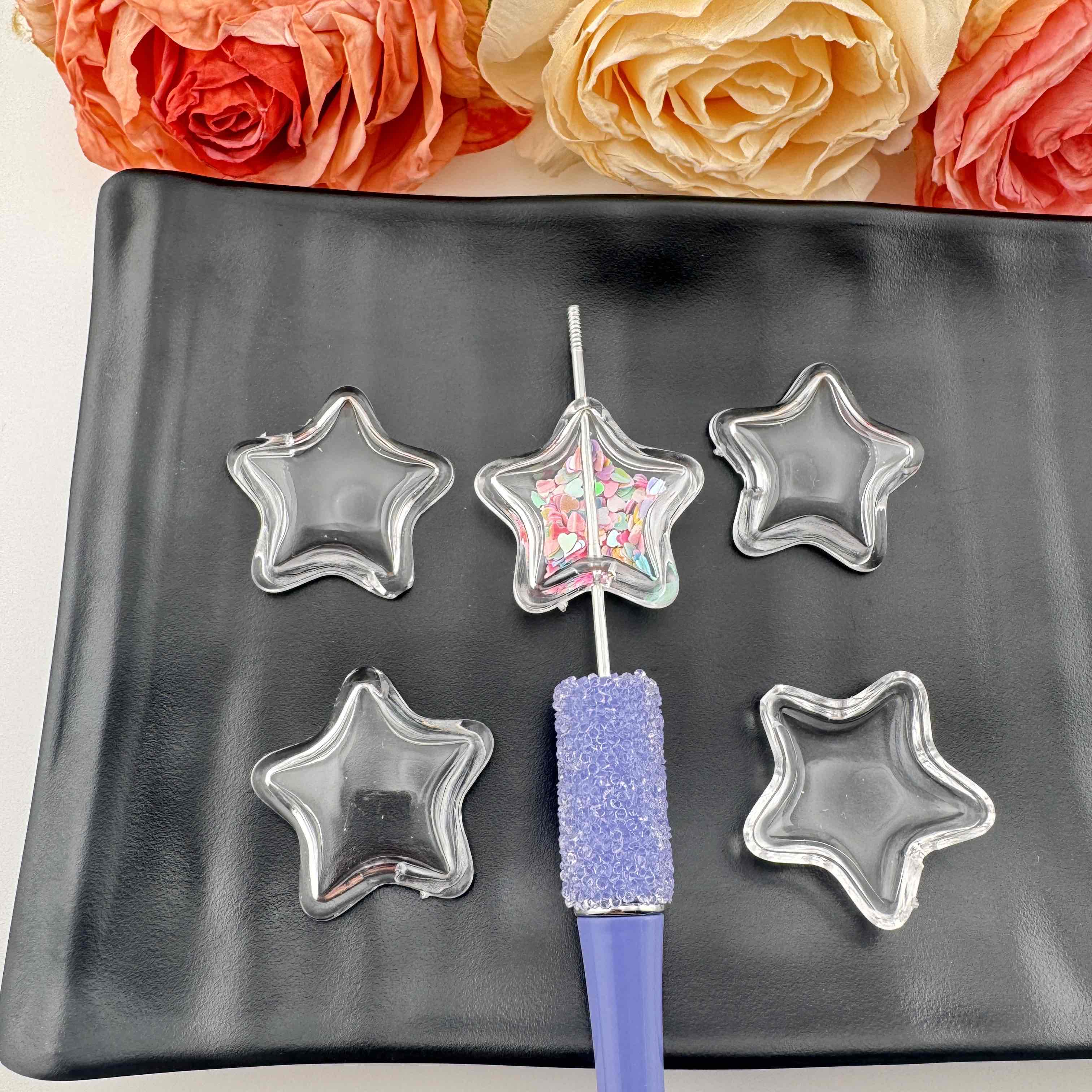 FS1292-About 33mm Star Shaker Acrylic Based Beads