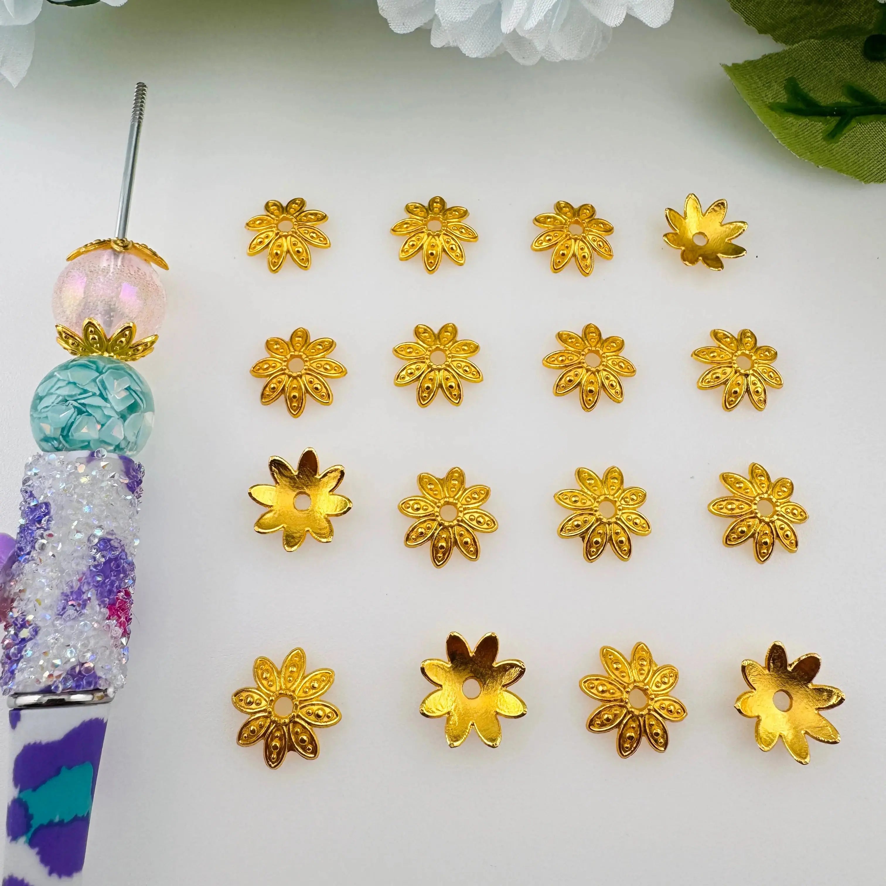 FS1323-14MM Sliver Flower Spacer Fit For Beadable Pens Zoe DIY Shop