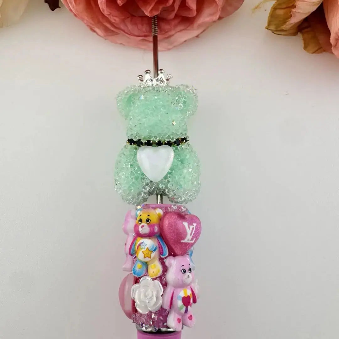 FS1370-About 24×39mm Sugar Bear Acrylic Beads With Crown Zoe DIY Wholesale