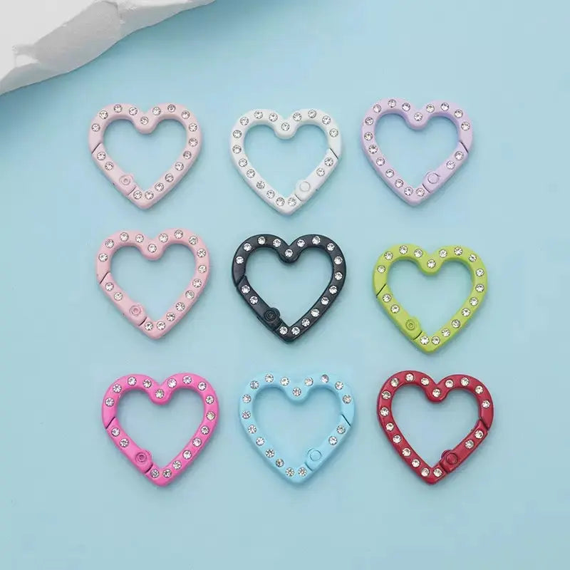 FS1389-25*25mm Random Mixed Color  Keyring with diamond heart Zoe's DIY Shop