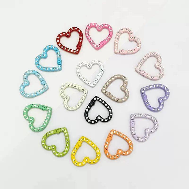 FS1389-25*25mm Random Mixed Color  Keyring with diamond heart Zoe's DIY Shop