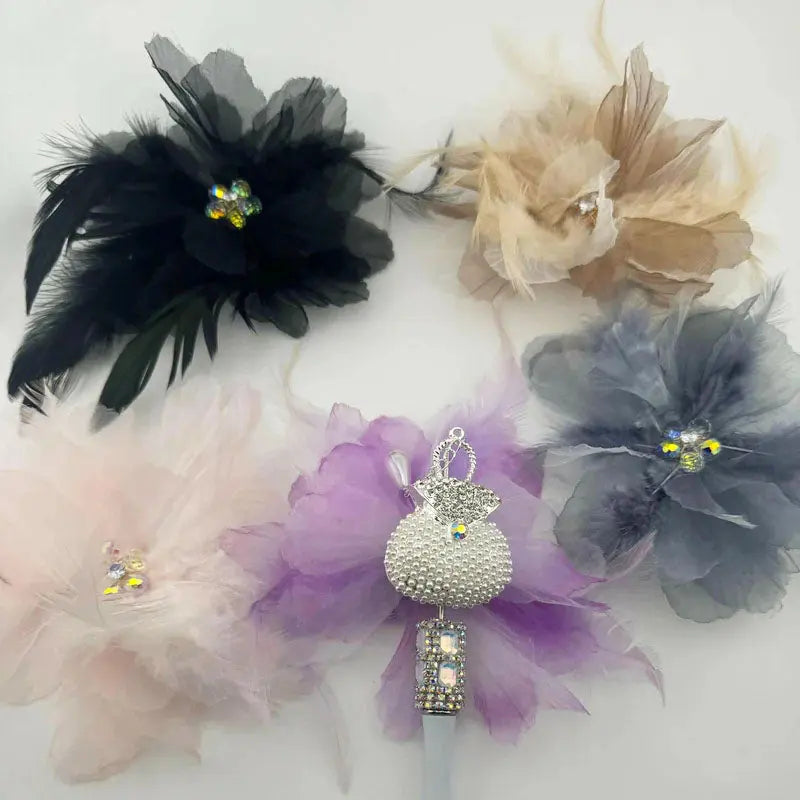 FS1477-Farbic Flower Feather Patch For Making Fancy Beads Zoe's DIY Shop